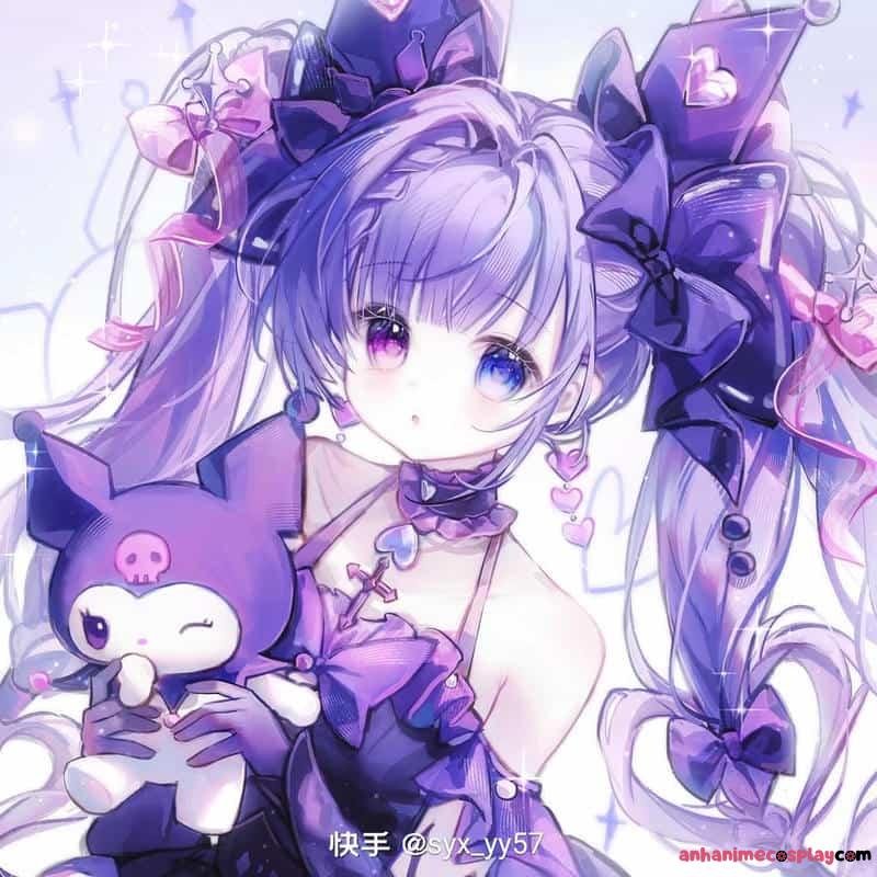 anime màu tím chibi