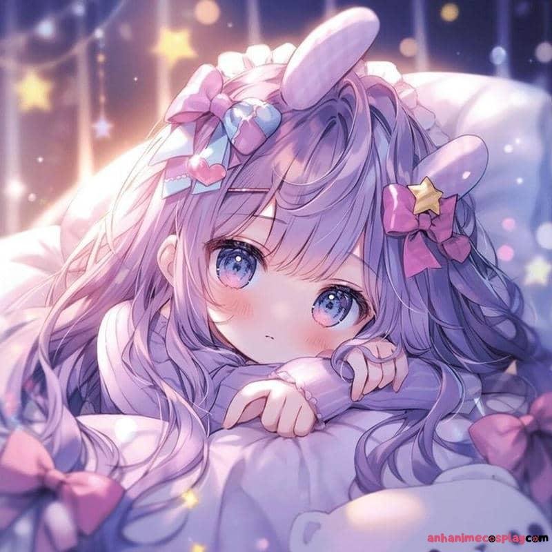 anime màu tím cute iu