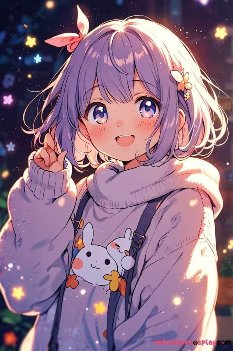 anime màu tím cute