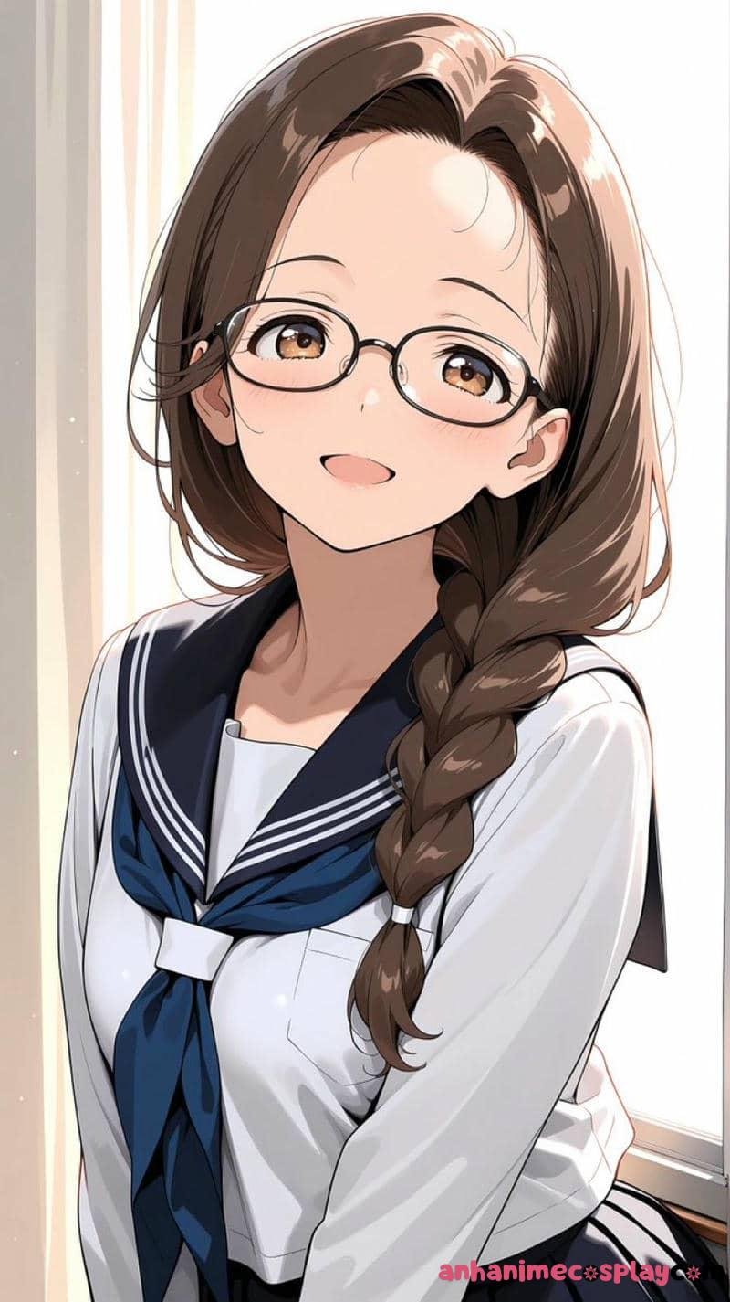anime nữ đeo kính cá tính