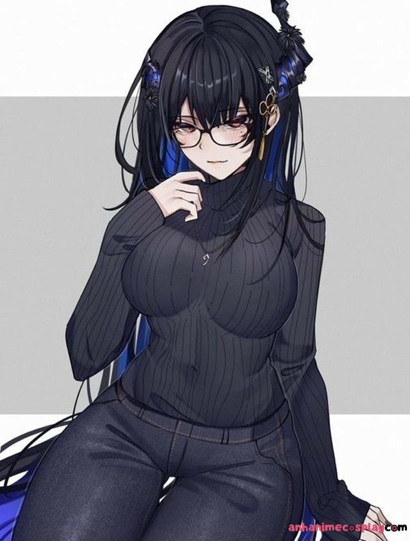 anime nữ đeo kính dễ thương xinh