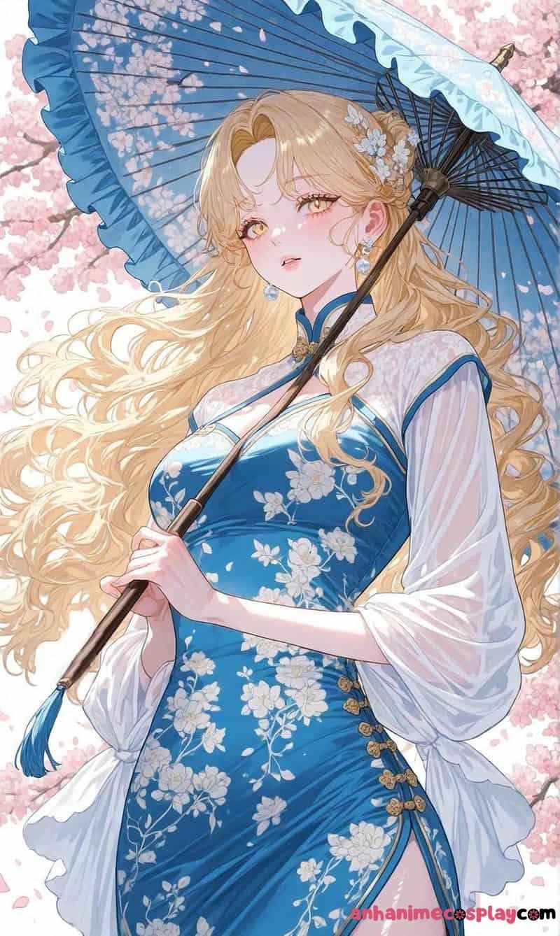 anime nữ tóc vàng mặc giáp