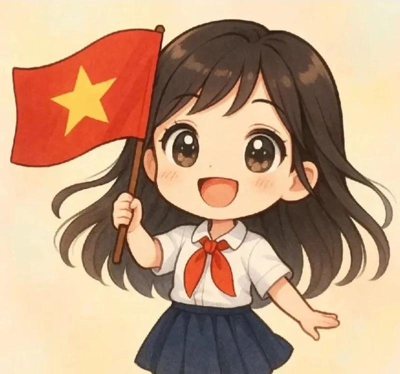 chibi cầm cờ tổ quốc