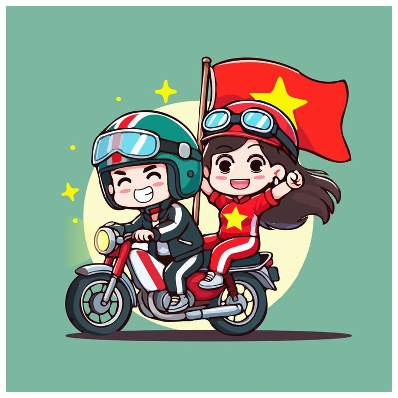 chibi cầm cờ việt nam cực cute