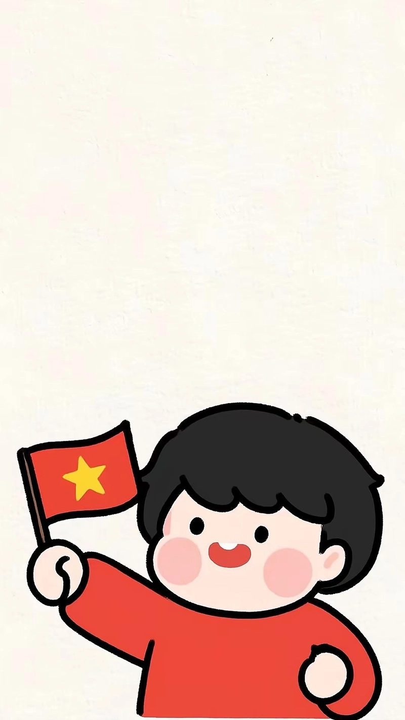 chibi cầm cờ việt nam xinh xắn