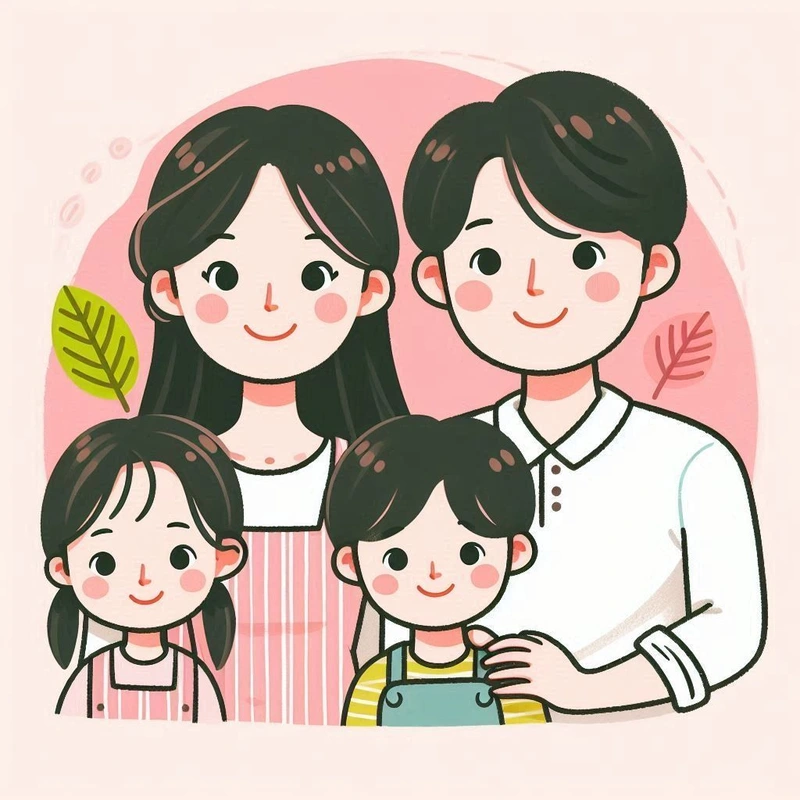 chibi gia đình 4 người cute dễ thương