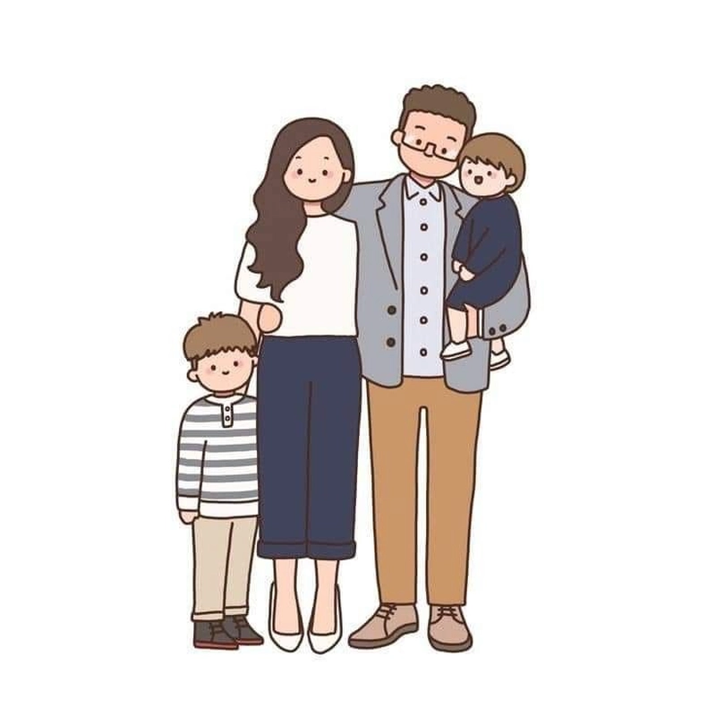 chibi gia đình 4 người dễ thương