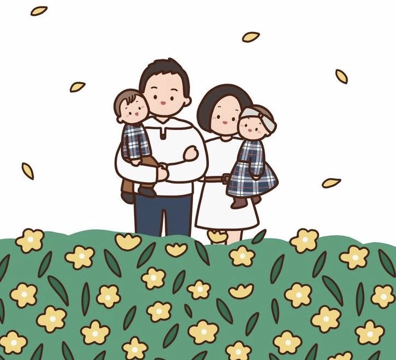 chibi gia đình 4 người vui nhộn