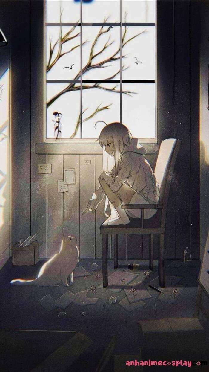 hình ảnh anime buồn về tình yêu sad girl full hd