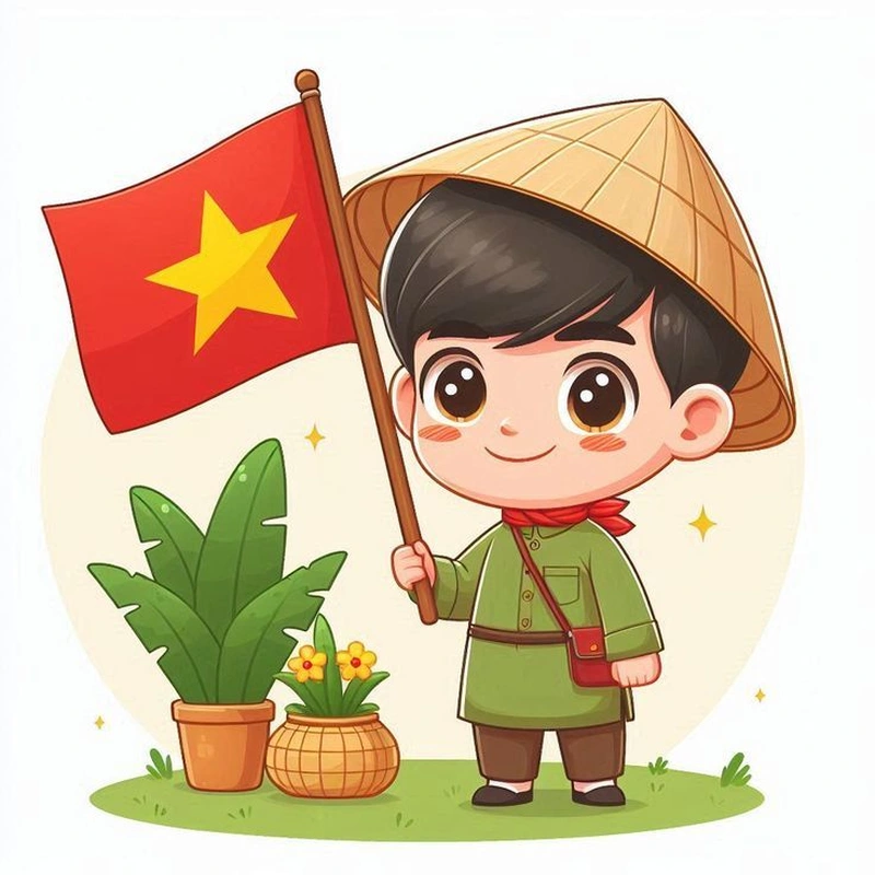 hình ảnh chibi cầm cờ việt nam siêu dễ thương
