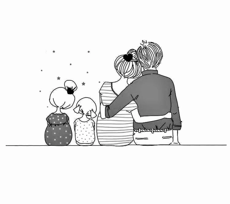 hình ảnh chibi gia đình 4 người
