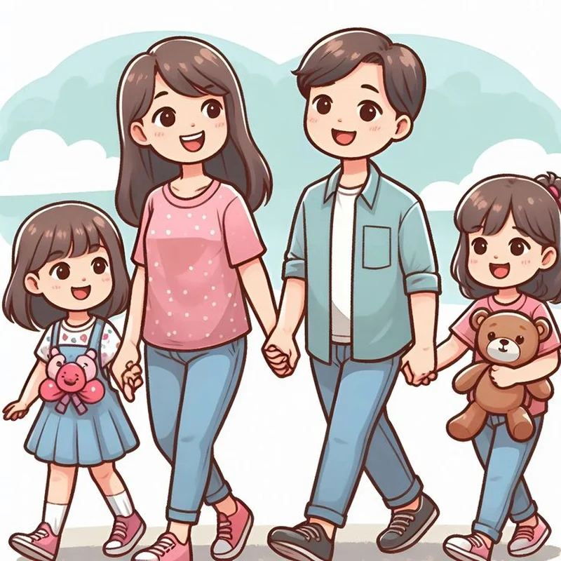 hình ảnh chibi gia đình nhỏ hạnh phúc