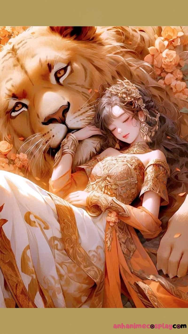 hình ảnh cung sư tử nữ anime art