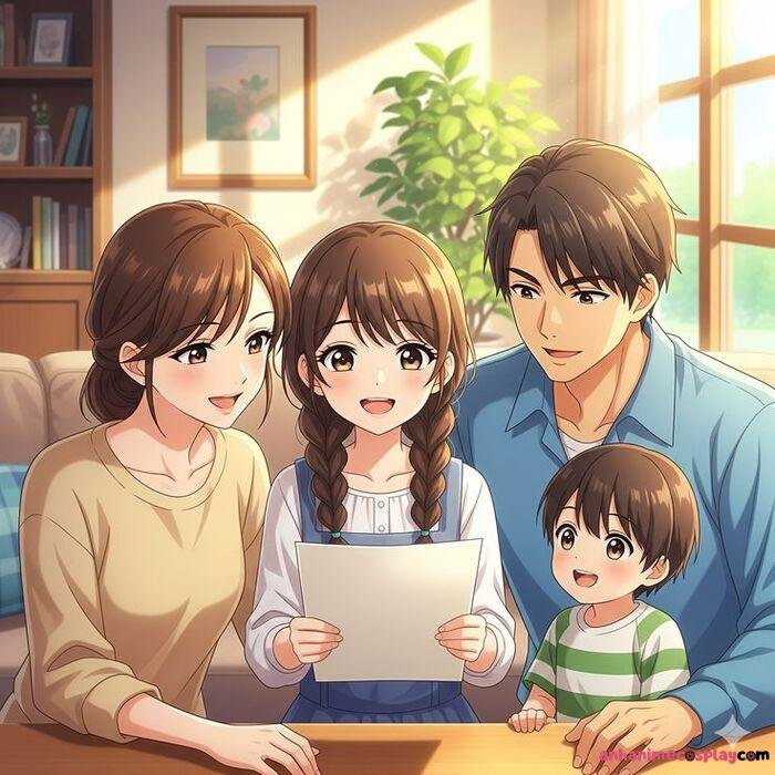 hình ảnh gia đình anime pinterest