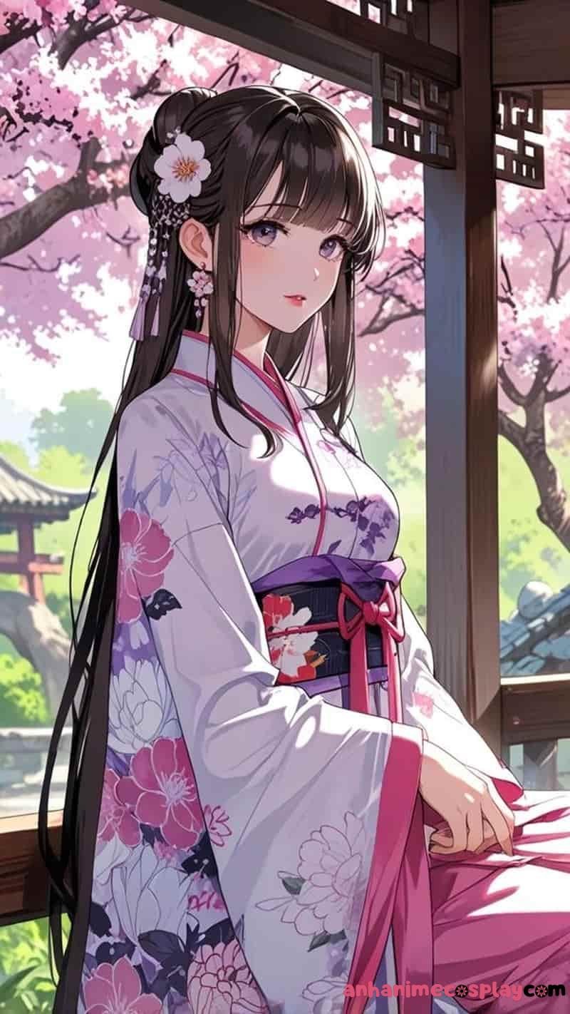 hình ảnh hoa anh đào anime cổ trang