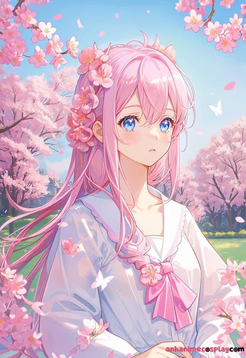 hình ảnh hoa anh đào anime gái