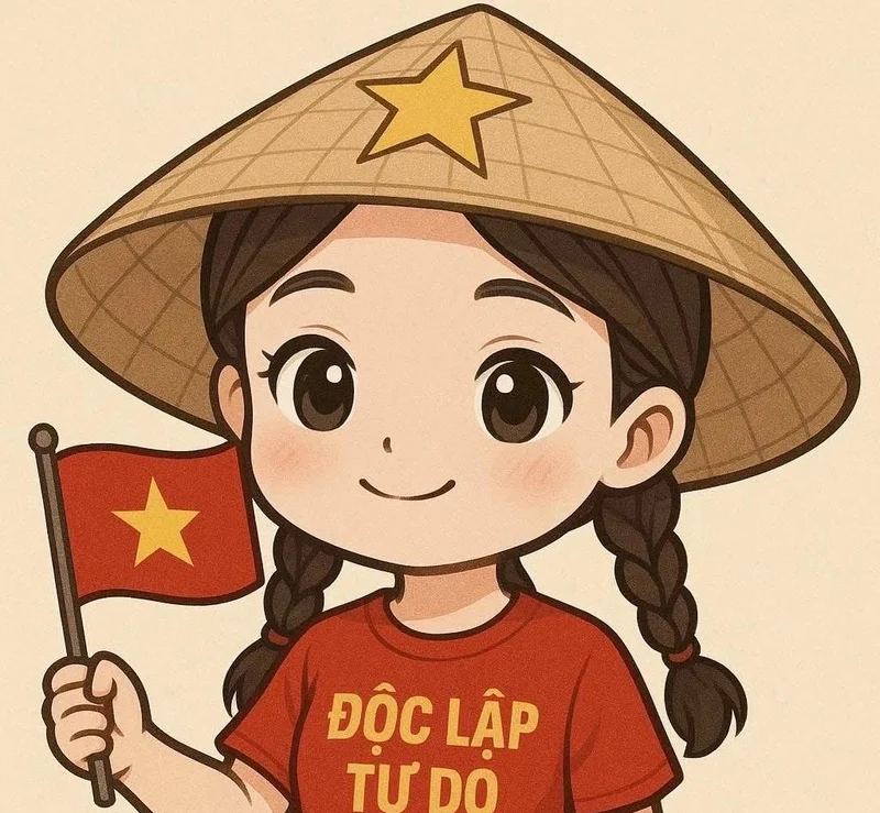 hình chibi đáng yêu cầm cờ việt nam
