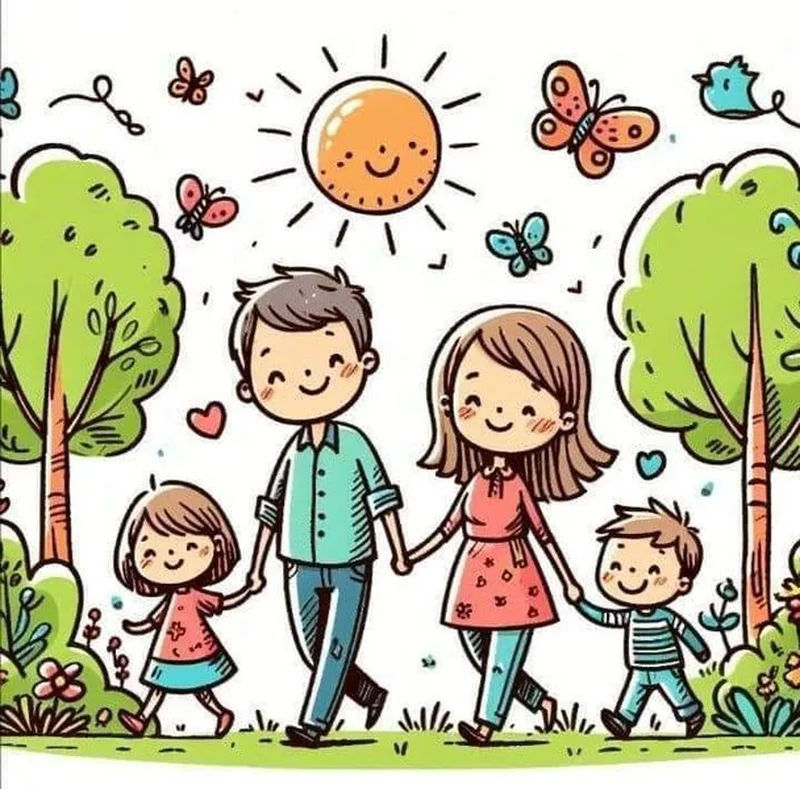 hình chibi gia đình 4 người