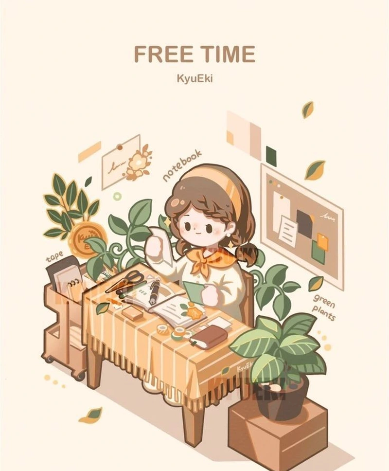 hình chibi nữ sinh vui nhộn