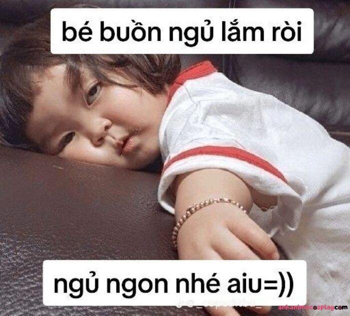 hình meme chúc ngủ ngon bé hài