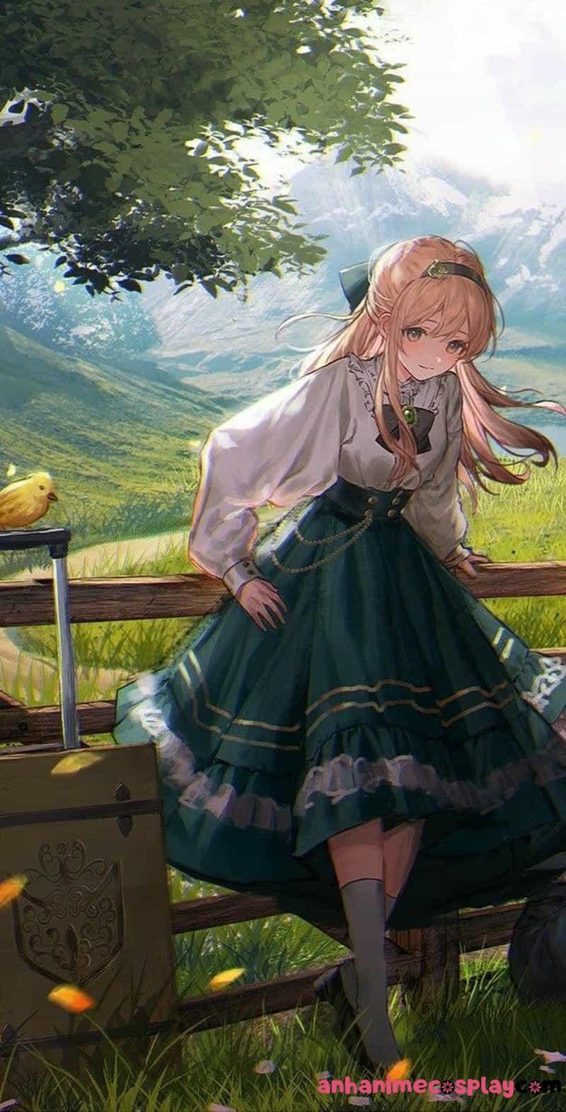 hình nền anime nữ tình cảm