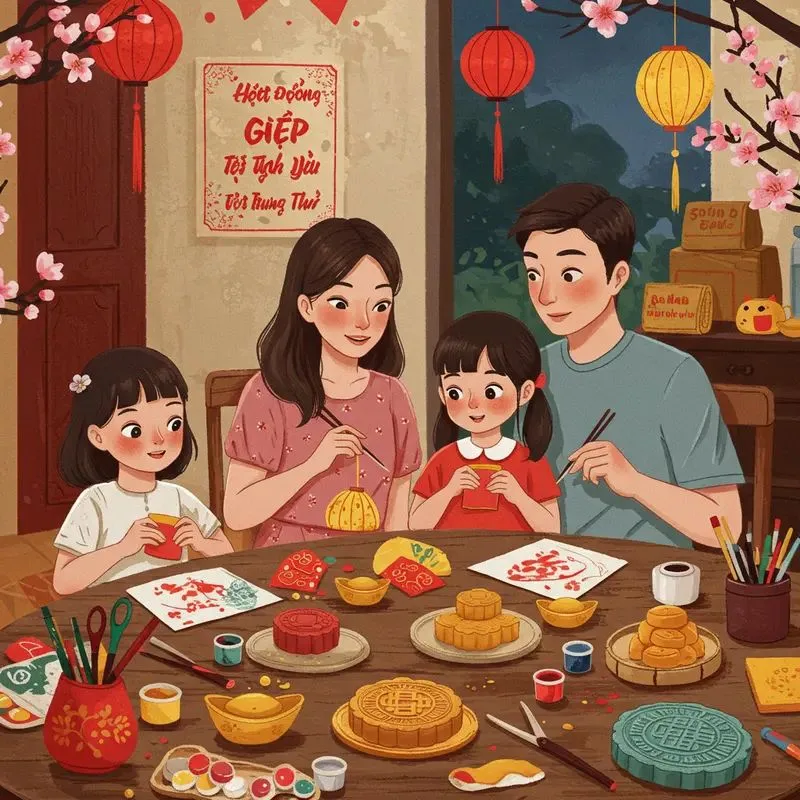 hình vẽ chibi gia đình nhỏ 4 người