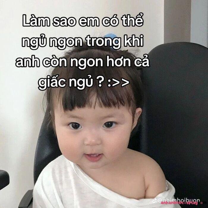 meme ngủ ngon bé xinh