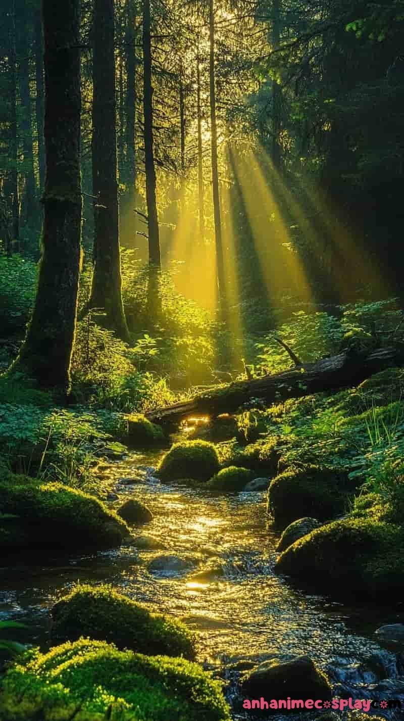 thiên nhiên anime rừng sâu