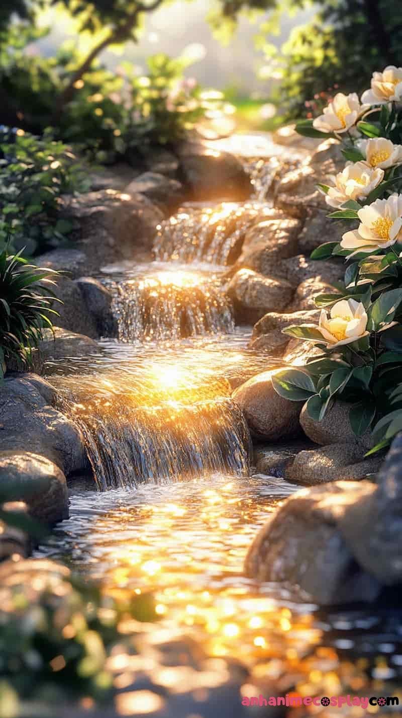 thiên nhiên anime suối