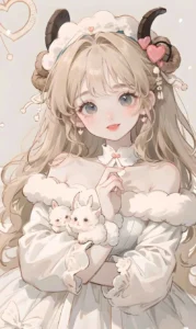 tranh anime cung bạch dương chibi