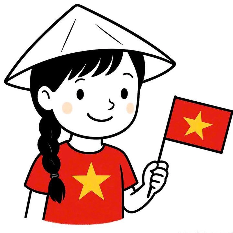 tranh chibi cầm cờ việt nam ngộ nghĩnh