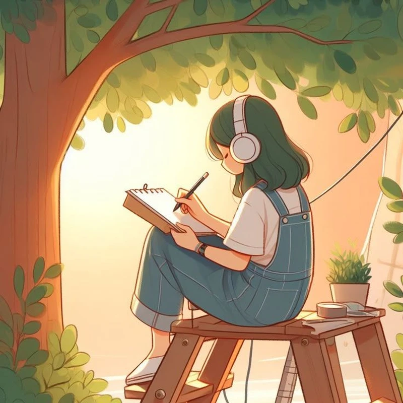 tranh học sinh nữ chibi đẹp