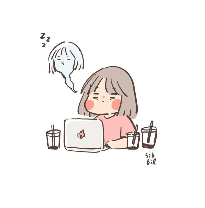 tranh học sinh nữ chibi