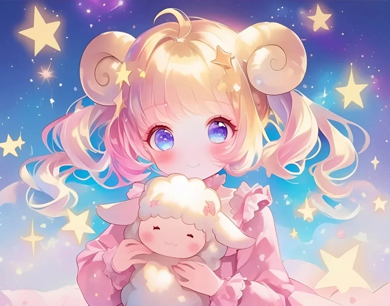 tranh vẽ anime cung bạch dương dễ thương
