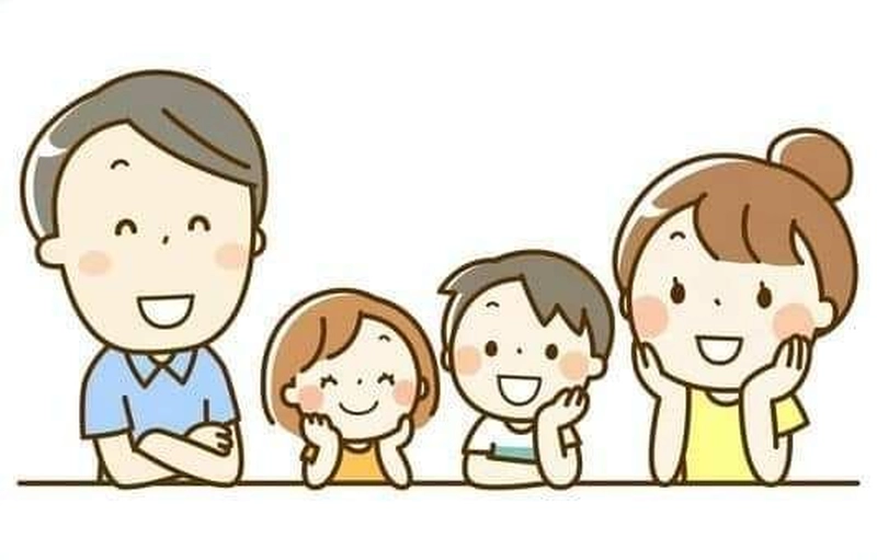 tranh vẽ chibi gia đình 4 người đáng yêu
