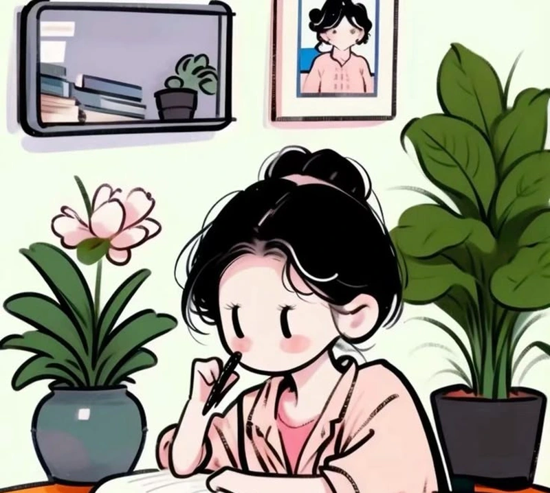 tranh vẽ học sinh nữ chibi