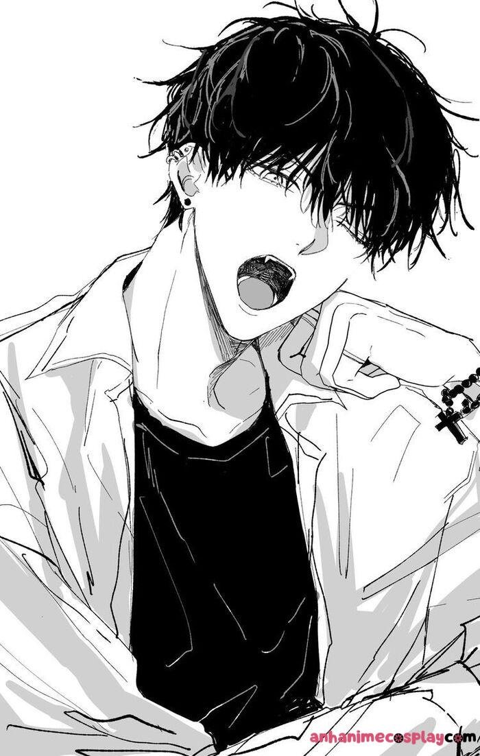 ảnh anime nam trắng đen hot full hd