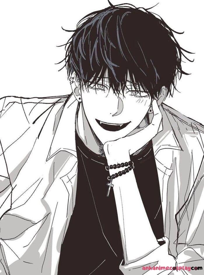 ảnh anime nam trắng đen ngầu đơn giản