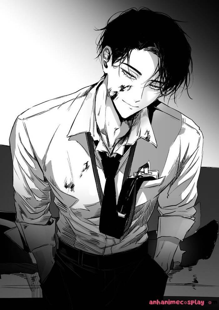 ảnh anime nam trắng đen ngầu siêu đẹp