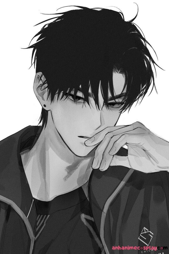 ảnh anime nam trắng đen ngầu
