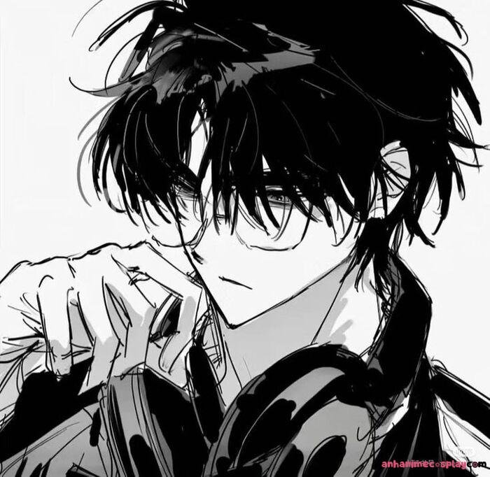ảnh anime nam trắng đen siêu chất