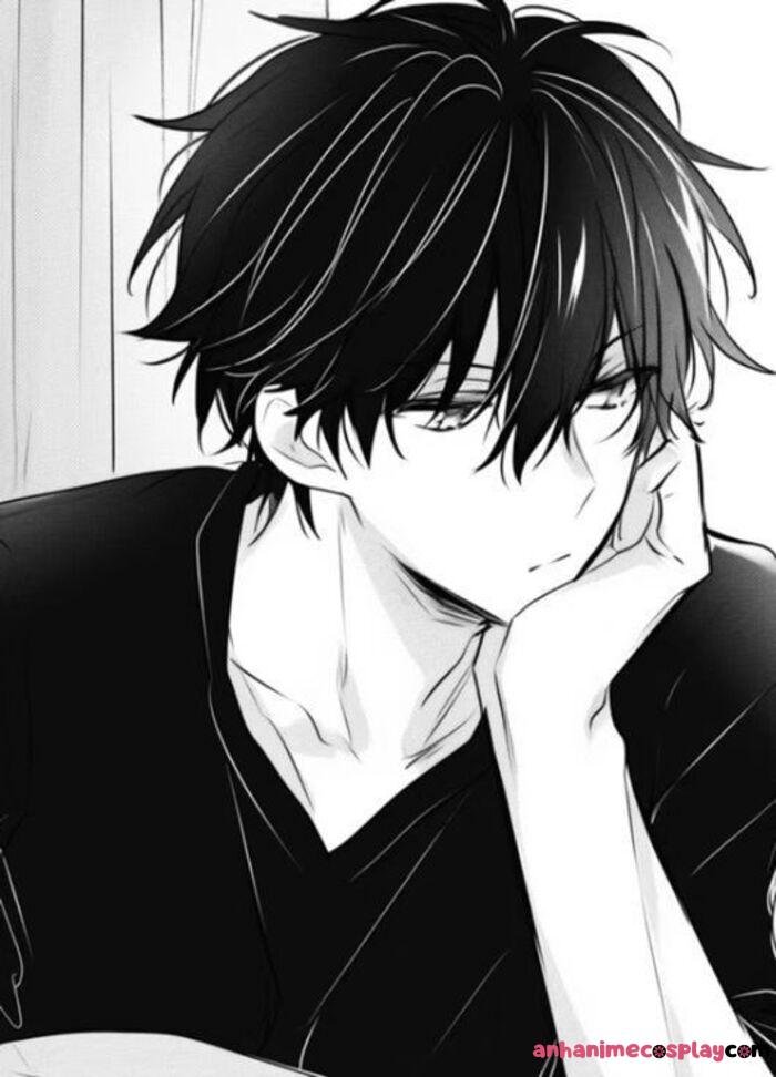 hình ảnh anime nam trắng đen chất