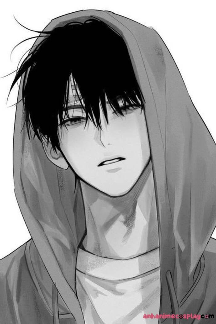 hình ảnh anime nam trắng đen cực chất