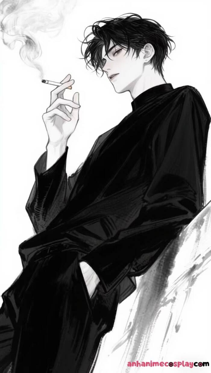 hình ảnh anime nam trắng đen cực đẹp