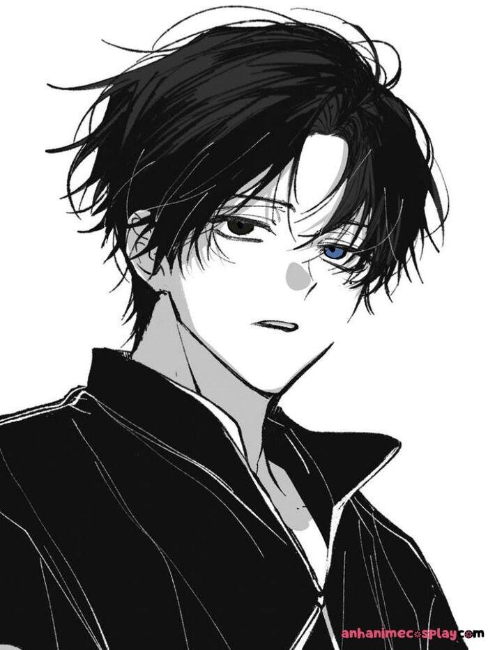 hình ảnh anime nam trắng đen đẹp