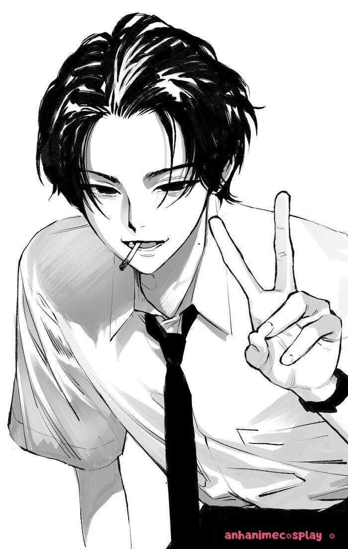 tranh vẽ anime nam đơn giản